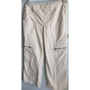 Sincerely Jules Womens 90s Inspired Cargo Wide Leg Pants Mid RIse Medium Beige